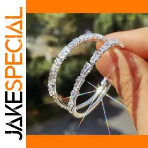 Silver-Cubic Zirconia Hoop Earrings