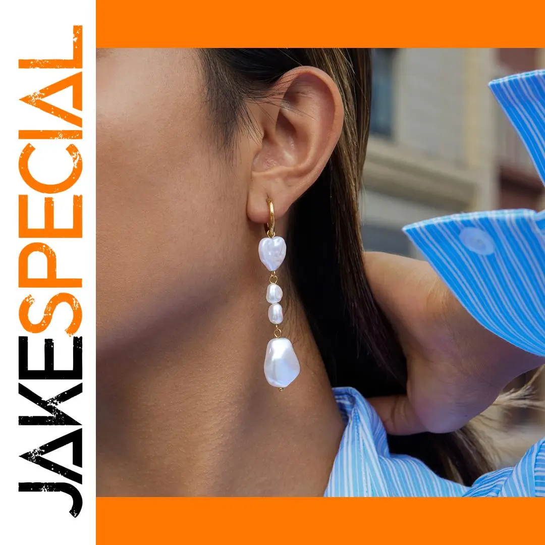 Stainless Steel Pearl Drop Earrings 1 Stainless Steel Pearl Drop Earrings