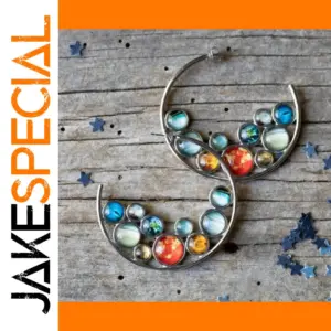 Vintage Colorful Drop Earrings with Multicolored Stones