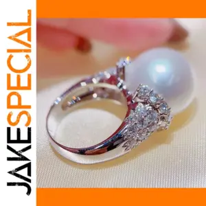 White Pearl Sterling Silver Engagement Ring