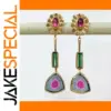 Elegant Vintage Drop Earrings with Colorful Stones