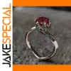 Elegant Women's Silver Ring with Red Zircon