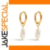 Stainless Steel Pearl Hoop Earrings
