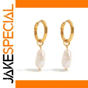 Stainless Steel Pearl Hoop Earrings