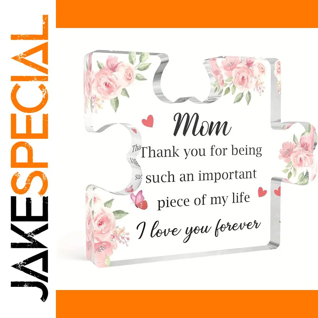 Elegant Pink Floral Acrylic Puzzle for Mom 1 Elegant Pink Floral Acrylic Puzzle for Mom