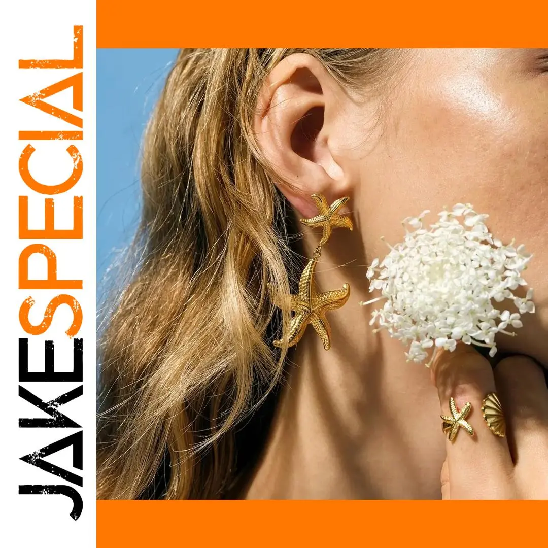 Stainless Steel Gold Starfish Earrings for Women 1 Stainless Steel Gold Starfish Earrings for Women