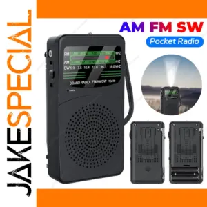 Black Portable Radio with Flashlight