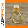 Vintage Gold Pearl Cocktail Ring for Women