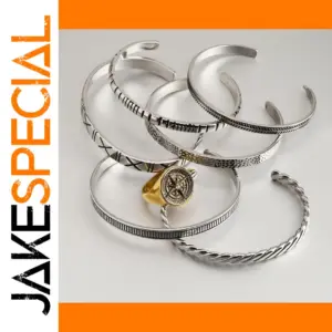 Vintage Stainless Steel Geometric Cuff Bracelet