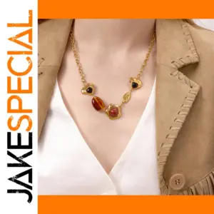 Vintage Red Agate Pendant Necklace for Women