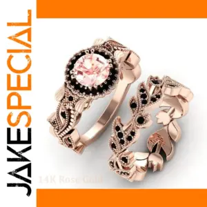 Vintage Rose Gold Floral Ring Set for Women