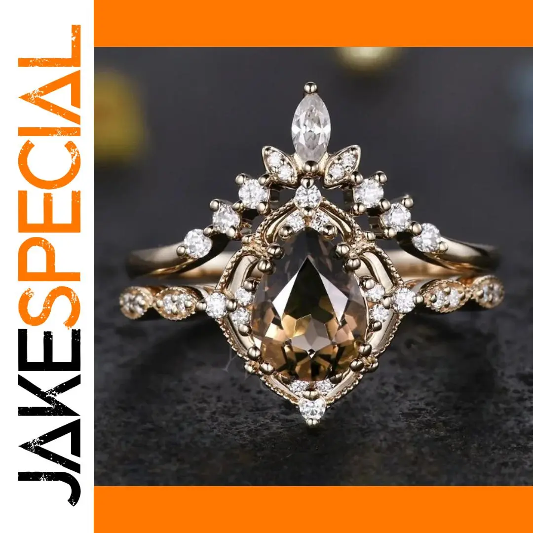 Elegant Waterdrop Zirconia Ring Set for Women 1 Elegant Waterdrop Zirconia Ring Set for Women