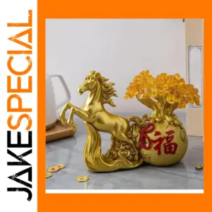 Gold Horse and Money Tree Feng Shui Statue