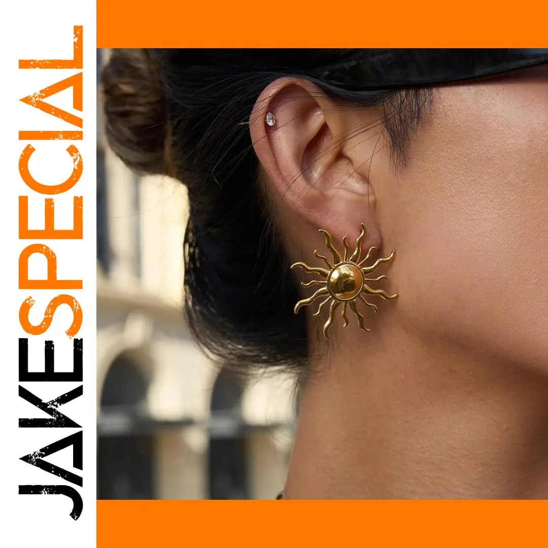 Stainless Steel Sun Earrings JDE0305088 1 Stainless Steel Sun Earrings JDE0305088