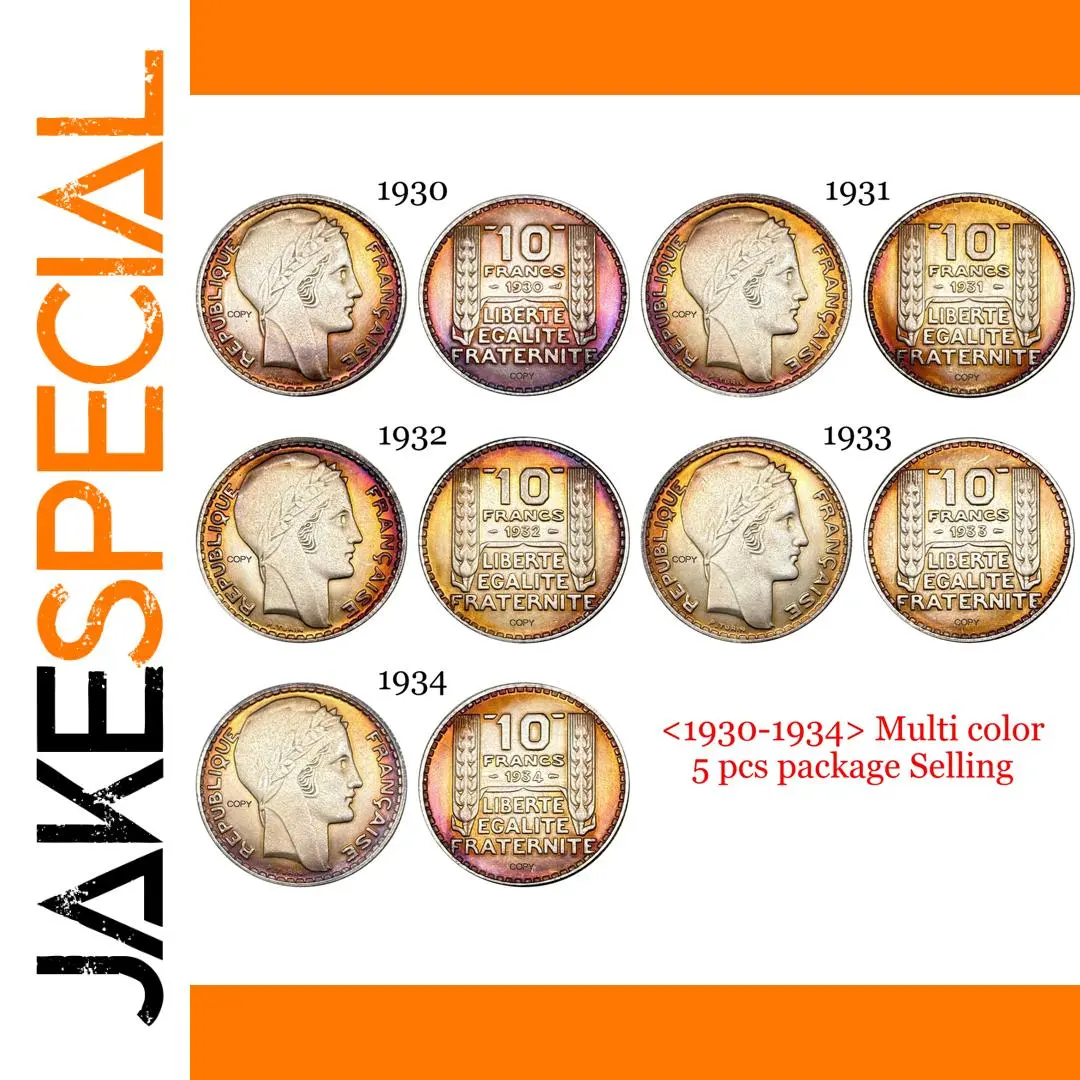 Vintage France 10 Francs Replica Coins Set 1 Vintage France 10 Francs Replica Coins Set