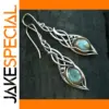 Vintage Silver & Green Stone Drop Earrings
