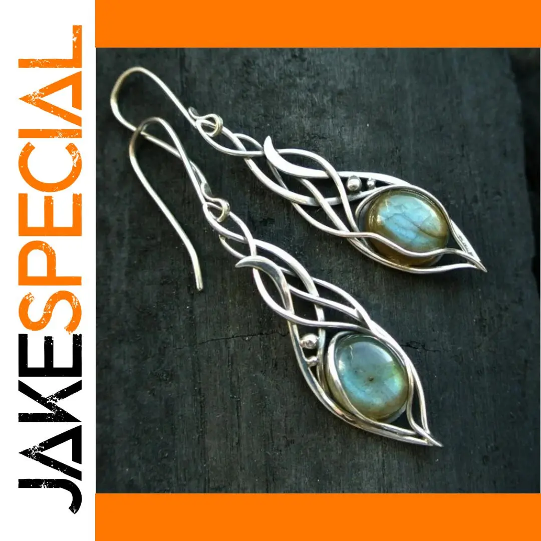 Vintage Silver & Green Stone Drop Earrings 1 Vintage Silver & Green Stone Drop Earrings