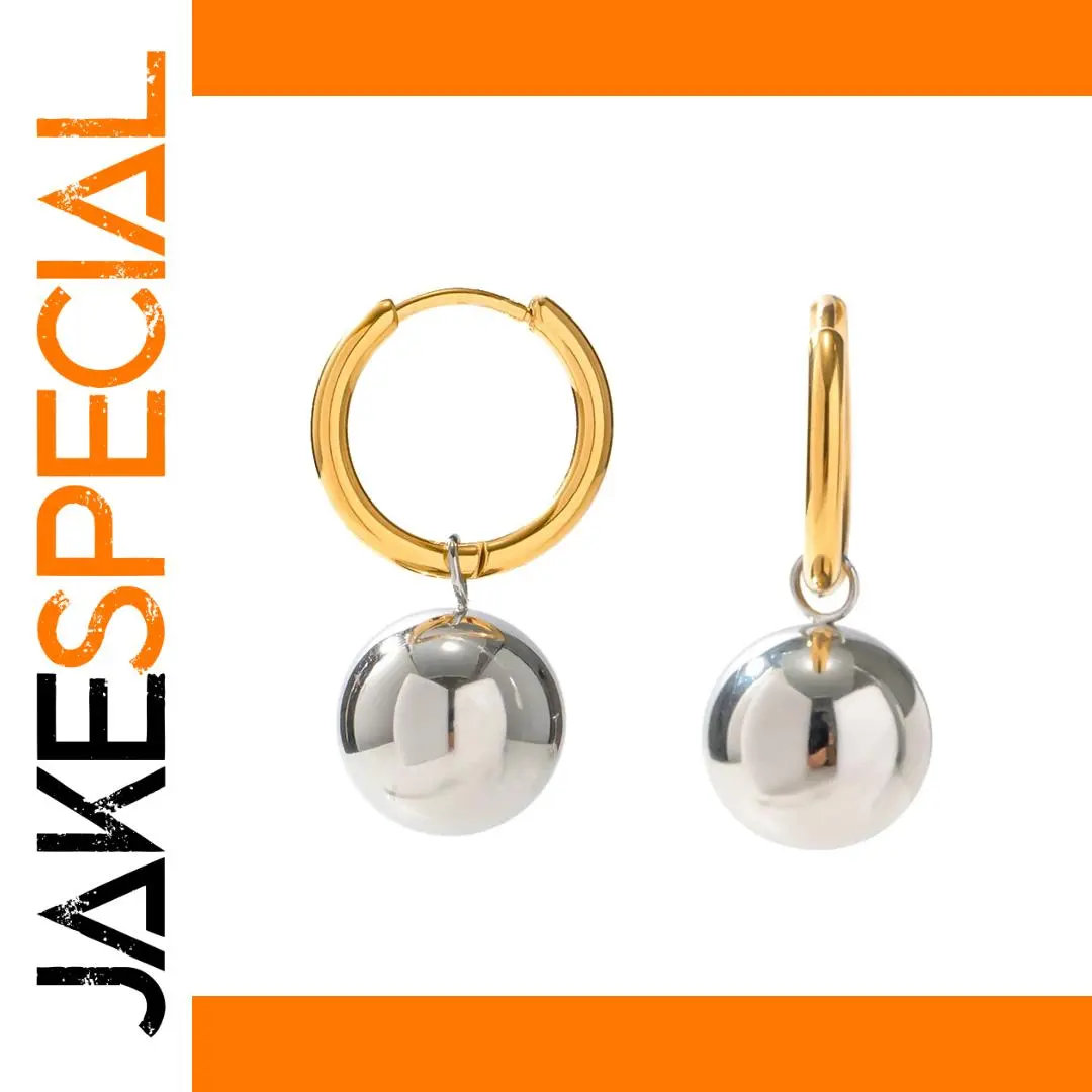 Stainless Steel Hoop Earrings with Silver Charms 1 Stainless Steel Hoop Earrings with Silver Charms