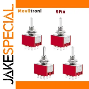 Red 9-Pin 3PDT Toggle Switch Set for Electronics