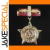 Patriotic Brass Medal Brooch with Rhinestones