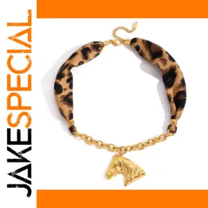 Leopard Print Necklace with Horse Pendant