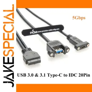 Dual USB 3.0 & 3.1 Panel-Mount Cable 0.45m