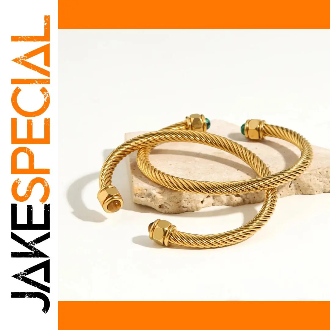 Stainless Steel Green Accent Bangle 1 Stainless Steel Green Accent Bangle