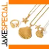 Coastal-Inspired Stainless Steel Gold Pendant Necklace