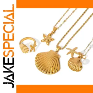 Coastal-Inspired Stainless Steel Gold Pendant Necklace