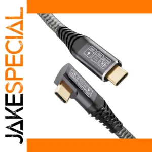 2-Meter Braided USB-C Cable with L-Shaped Connectors