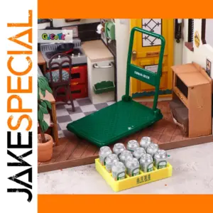 Green Miniature Shopping Cart for Dollhouses