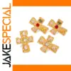 Vintage Stainless Steel Gold Cross Earrings with Zirconia