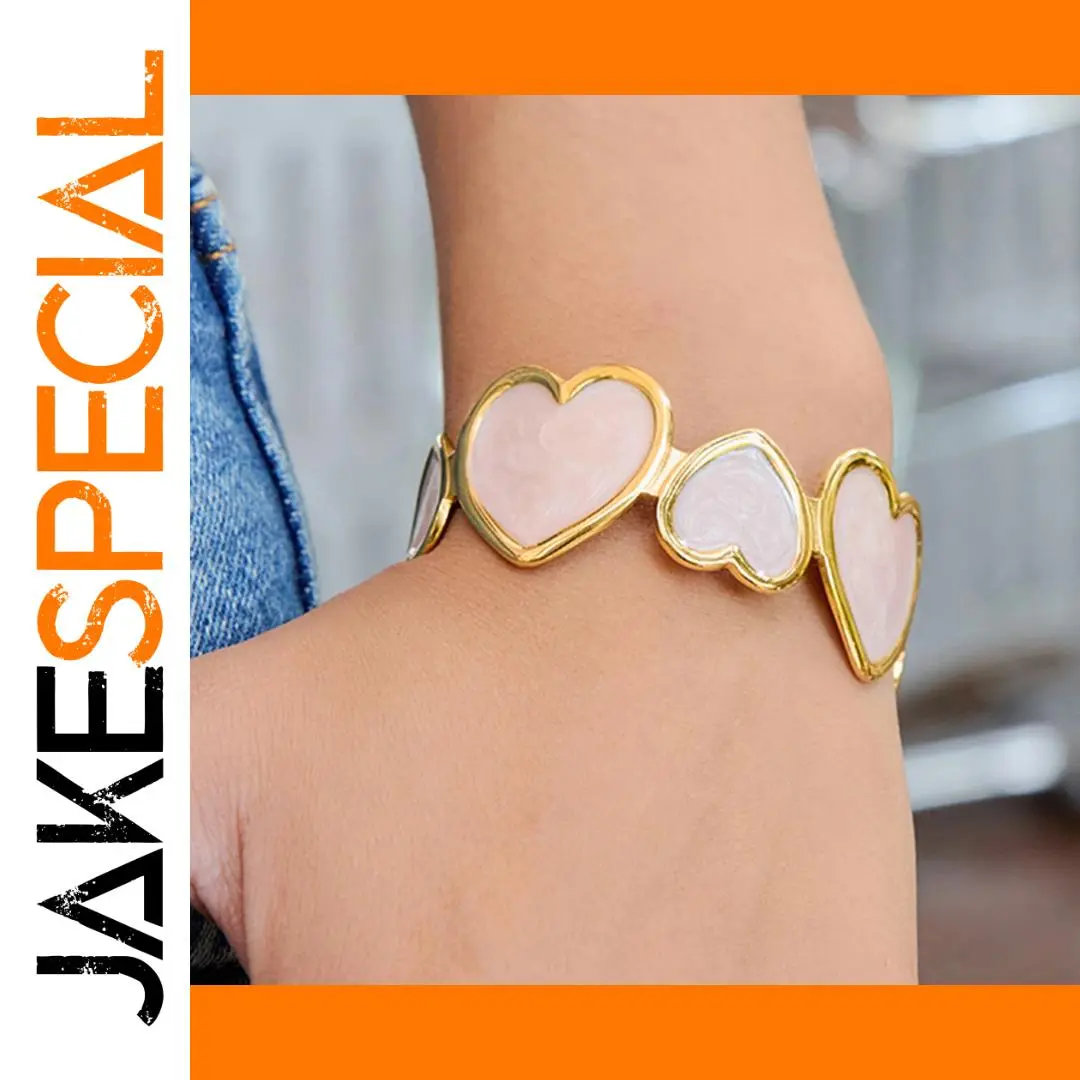 Elegant Stainless Steel Pink Heart Bracelet 1 Elegant Stainless Steel Pink Heart Bracelet