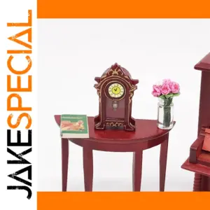 Vintage Dollhouse Miniature Set with Mahogany Clock