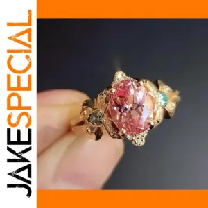 Pink Zircon and White Zircon Cocktail Ring for Women