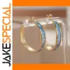Gold and Blue Enamel Hoop Earrings