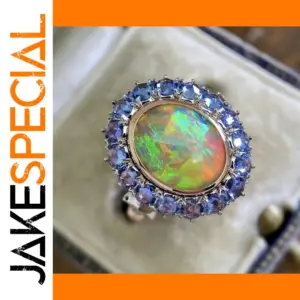 Iridescent Gemstone Ring with Cubic Zirconia