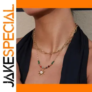 Gold Stainless Steel Geometric Necklace for Women