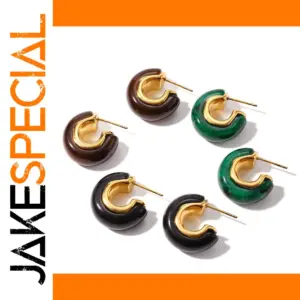 Vintage C-Shaped Resin Earrings for Women