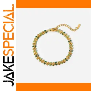 Green Dripping Olive Leaf Stainless Steel Bracelet