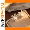 Vintage Bow-Style Earrings with Pearl and Crystals