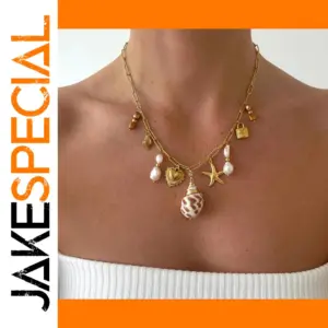 Ocean-Inspired Stainless Steel Gold Necklace