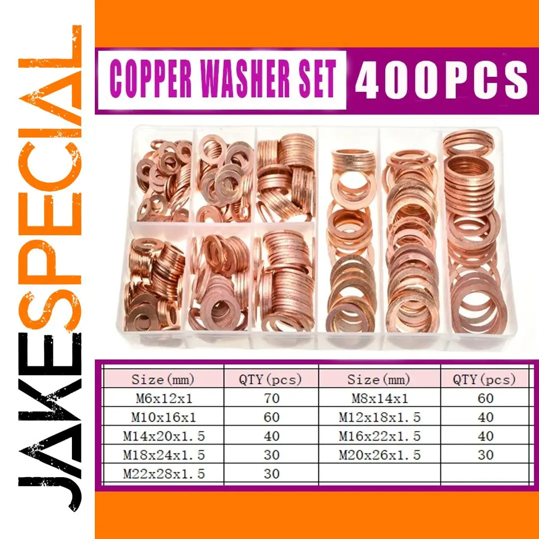 400-Piece Copper Washer Set for Automotive and Machinery 1 400-Piece Copper Washer Set for Automotive and Machinery