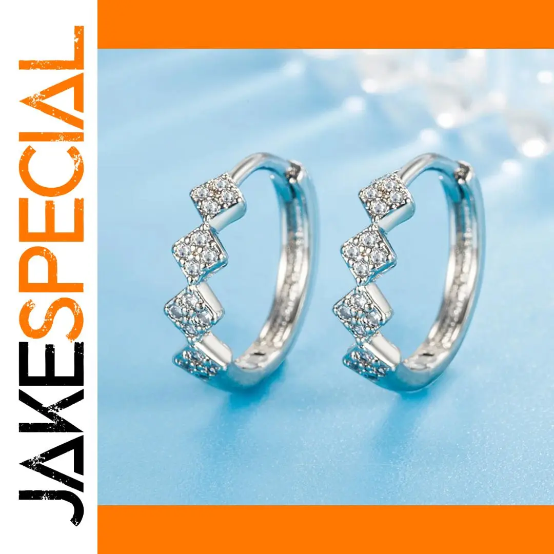 Sterling Silver Rhombic Hoop Earrings for Women 1 Sterling Silver Rhombic Hoop Earrings for Women