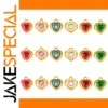 Colorful Stainless Steel Zircon Heart Charms Set