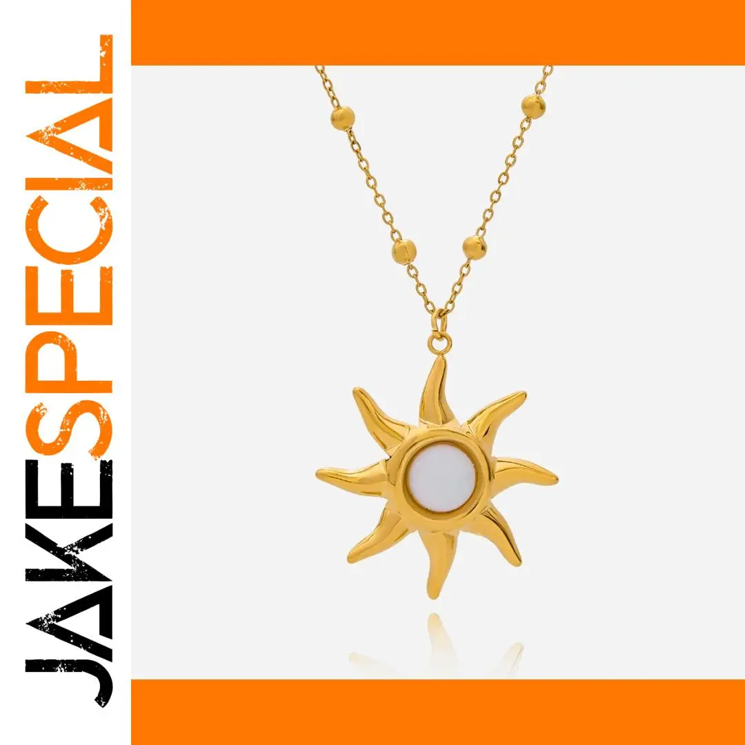 Stainless Steel Sunburst Pendant Necklace 1 Stainless Steel Sunburst Pendant Necklace