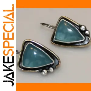 Vintage Green Triangle Earrings for Women