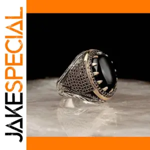 Vintage Silver-Color Signet Ring for Men