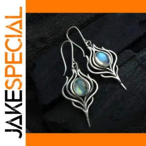 Vintage Silver Drop Earrings with Imitation Turquoise