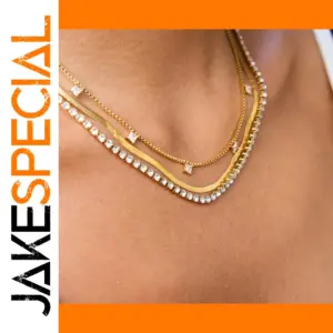 Multi-Layer Stainless Steel Gold Necklace with Zircon